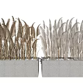 Potted Plants Decorative Reedy Grasses in Rectangular Concrete Planters for Modern Indoor Outdoor Decor