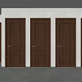 Multiple Dark Brown Wooden Hinged Doors With Various Panel Designs 3d model
