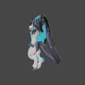 Game And Movie Character 3D Model With Black Hair Blue Horns And Waving Hand
