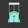 Light Blue Ice Cream Tricycle With White Canopy Transparent Window And Handlebar