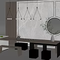 Tea table image wall partition wall background wall ceiling 3d model