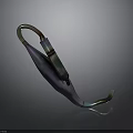Durable Iridescent Metal Fishing Hook With Modern Curved Shape And Shiny Surface