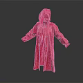 Red Waterproof Hooded Raincoat With Long Sleeves And Button Front Design 3d model
