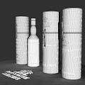 Luxury Wine Bottle And Glasses With Decorative Colored Boxes On Wooden Table