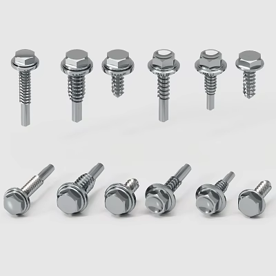Stainless Steel Hex Head Screws For Hardware Tools With Various Sizes And Styles 3d model