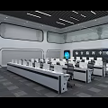 Modern Monitoring Room With Multiple Computers Desks Ergonomic Chairs Large Display Screen And Observation Windows