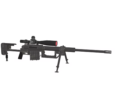 Tactical Sniper Rifle With Sniper Scope Bipod Stand And Long Barrel Design 3d model