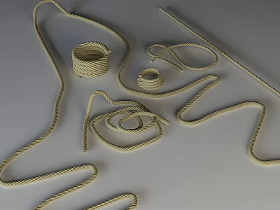 Household Cotton Ropes In Various Shapes Coiled And Loose For Daily Use 3d model