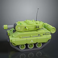 Green Tank with Cannon Antenna and Triangular Marks Stylized 3D Model on Dark Background 3d model
