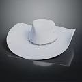 White Cowboy Hat With Silver Buckle Band On Dark Background With Reflection 3d model