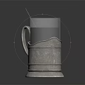 Decorative Household Glass Cup With Patterned Base Dark Liquid Inside And Stirrer
