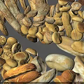 Stone and Wood Decorative Materials With Various Shapes Sizes Arranged Neatly For Decoration Construction