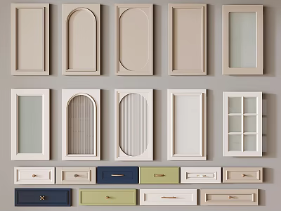 Diverse Cabinet Door Styles and Colorful Drawer Fronts for Home Furniture 3d model