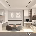 Modern Minimalist Apartment Interior With Cozy Seats Functional Storage And Workspace 3d model