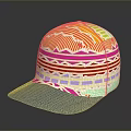 Colorful Hat With Geometric Wavy Patterns And Gray Brim Daily Product