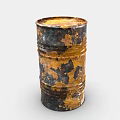 Rusted Metal Barrel For Hardware Tools Storage With Black Yellow Rust Texture 3d model