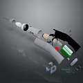 Disassembled Device Components with Black Parts Green Battery White Grey Cylindrical Pieces and Small Parts