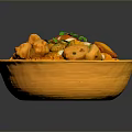 Delicious Chicken And Rice Dish In Yellow Bowl With Boiled Egg And Coriander
