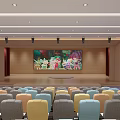 Modern Cinema Auditorium Interior With Colorful Seats Stadium Seating And Large Screen