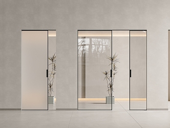 Modern Minimalist sliding door pocket door ghost door solid wood sliding door glass sliding door frosted glass door kitchen glass door bathroom glass door 3d model