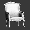 Classic Blue And White Patterned Accent Chair With Gold Carved Details And Armrests