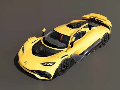Yellow Mercedes High Performance Sports Car With Sleek Design And Large Rear Spoiler 3d model
