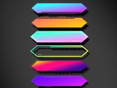 Colorful Hexagon Labels With Vibrant Gradient Lines For Design Elements 3d model