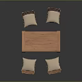 Wooden Dining Table Set With Four Chairs Padded Seats And Slatted Backrests For Home Dining