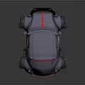 Modified Silver Beetle Car With Futuristic Mechanical Parts And Red Accents