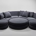 Modern Black Fabric Modular Sofa Set With Circular Seats And Plush Cushions