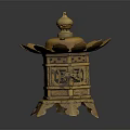 Traditional Golden Ornate Furniture With Petal Shaped Top Carved Body And Legged Base Design