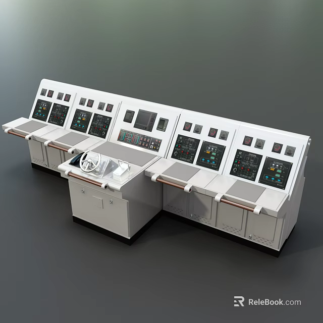 White Commercial Control Console Equipment With Multiple Displays And Control Panels 3d model