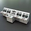 White Commercial Control Console Equipment With Multiple Displays And Control Panels 3d model