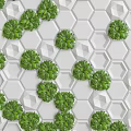 Modern Wall Decor With Green Circular Decorations And White Hexagonal Honeycomb Background 3d model