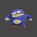 Cute Blue Chubby Cartoon Character With White Eyes Yellow Belly And Red Shoes