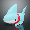 Cute Blue Shark Dog Game And Movie Character With Red Collar Design