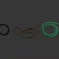 Essential Household Supplies Including Black Ring Brown Rope And Green Cable