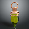 Copper Metal Pendant With Green Geometric Gemstone And Hanging Ring Design Jewelry Piece