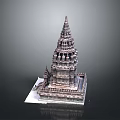 Traditional Temple Architecture With Multi Tiered Spire And Intricate Carvings On Square Platform Base