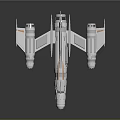 White Spaceship 3D Model Featuring Orange Stripes Twin Engines Aerodynamic Design For Space Exploration