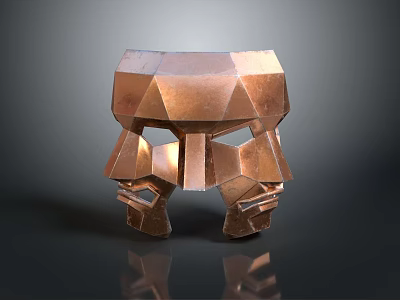 Geometric Copper Helmet Design for Warrior Character and Mythical Creature 3d model