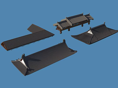 Traditional Architectural Roof Components With Various Eave Structures And Tile Designs 3d model