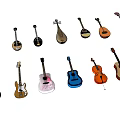 Various String Musical Instruments Collection Including Guitars Cellos And Lutes