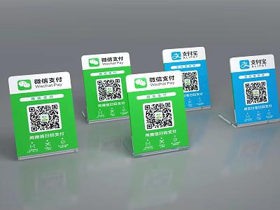 Commercial QR Code Payment Devices Featuring WeChat Pay Alipay And Multiple Colors 3d model