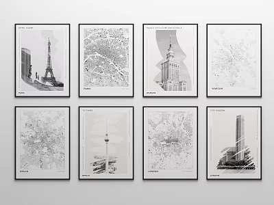 Modern Architectural Painting Landscape Abstract Art Decorative Hanging Painting 3d model