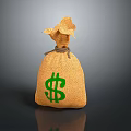 Brown Hemp Bag With Green Dollar Sign For Daily Living Use