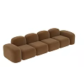 Modern Brown Velvet Sectional Sofa With Round Modules For Living Room Interior 3d model
