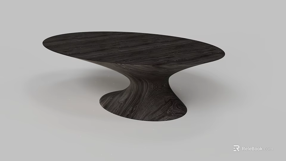 Modern Black Wooden Table With Unique Spiral Base And Smooth Surface 3d model 