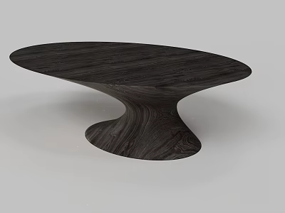 Modern Black Wooden Table With Unique Spiral Base And Smooth Surface 3d model