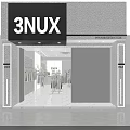 Modern Clothing Store With White Clothes Racks Mannequins Glass Partitions Marble Floor And Pendant Lights
